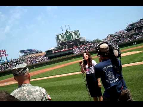 Kayla Brown sings God Bless America/the National Anthem at Wrigley 7/17/2011