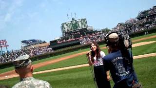 Kayla Brown sings God Bless America/the National Anthem at Wrigley 7/17/2011