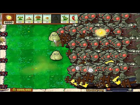Plants Vs Zombies - Squash vs Gatling Pea vs Zomboni vs Zombies