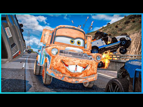 *CRAZY* Cars Tow Mater Crashes Ep.7 – GTA 5
