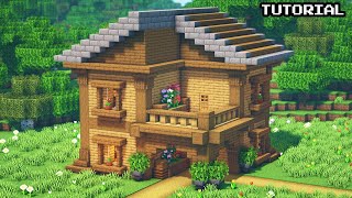 Minecraft : How to build a Pretty Survival Wooden House Tutorial 🍈 (#7)