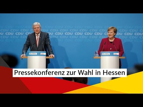 Pressekonferenz mit Angela Merkel und Volker Bouffier
