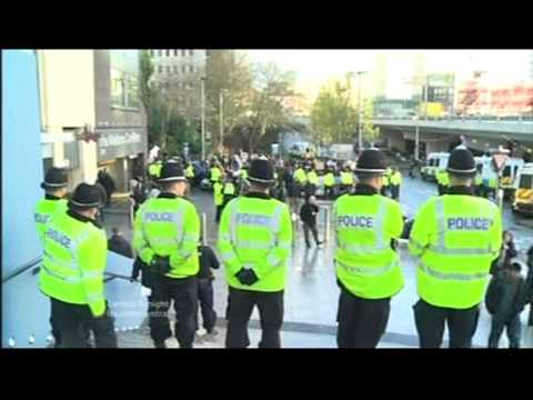 Congonians protest outside Birmingham's BBC studio (ITV1 Central coverage)