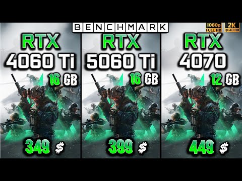 RTX 5060 TI 16GB vs RTX 4060 Ti 16GB vs RTX 4070 12GB / Test / 1080p - 1440p  / Ryzen 7 9800X3D