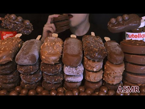 ASMR NUTELLA MAGNUM MALTESERS CHOCOLATE ICE CREAM DESSERT MUKBANG es krim sorvete アイスクリーム 초콜릿 디저트 먹방