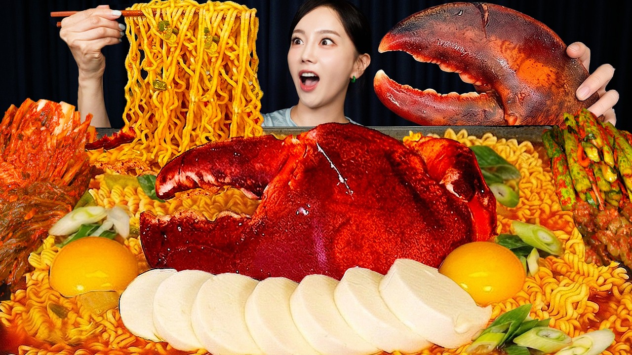 괴물 랍스터 🦞 순두부 열라면 🍜 먹방 Nourishing Monster Lobster Claw Soft Tofu Spicy Ramen Ssoyoung ASMR