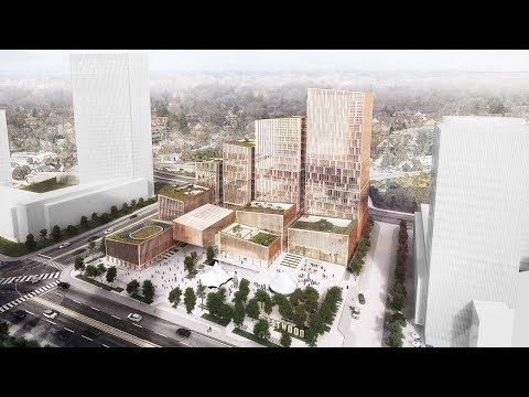 Henning Larsen's Etobicoke Civic Centre shelters public square from cold winds