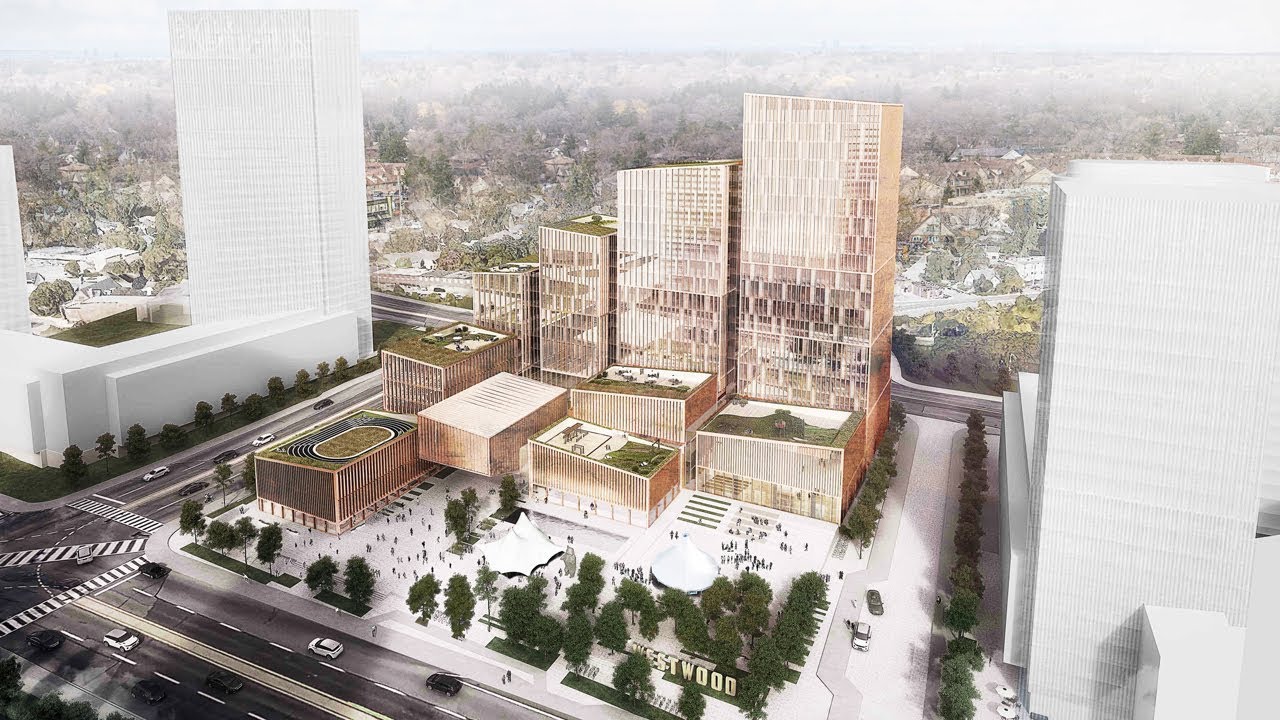 Henning Larsen's Etobicoke Civic Centre shelters public square from cold winds