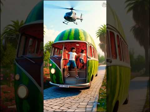 Very beautiful bus of watermelon🥱🍉🍉🤗#bus #watermelonbus #khilonabus #aiart #viralshort