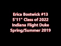 Erica Bostwick #13 Class of 2022 Indiana Flight Duke Spring Summer 2019