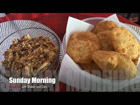 Fried Bake with Mackerel Choka - Sunday Morning Breakfast