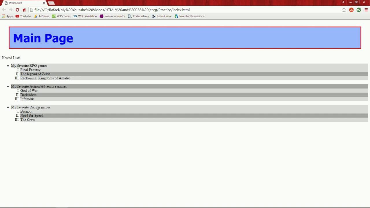022 ENG HTML and CSS How to create nested lists