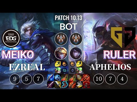EDG Meiko Ezreal vs GEN Ruler Aphelios Bot - KR Patch 10.13