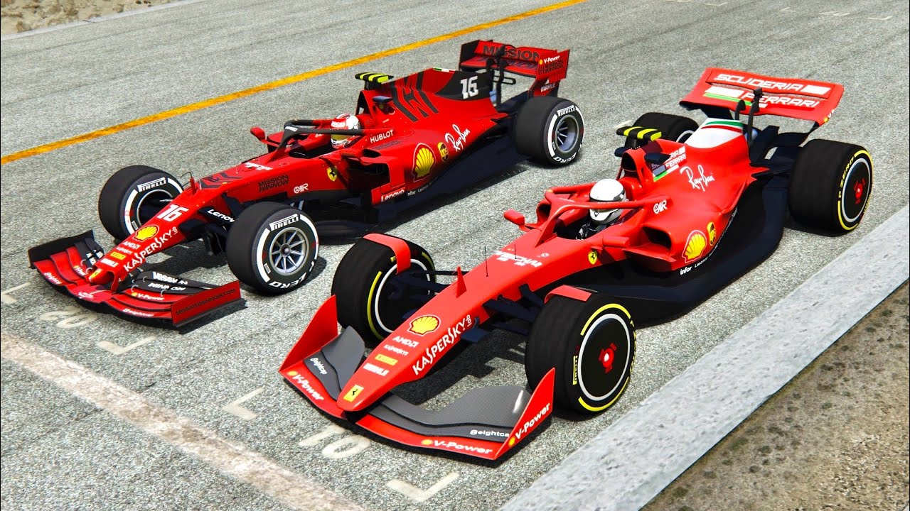 Thumbnail for article: Simulator predicting the future? Ferrari 2019 F1 car v Ferrari 2021 F1 car