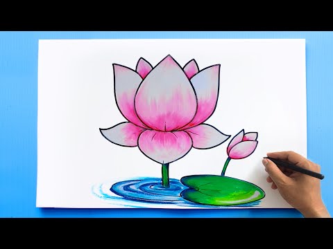 Lotus Drawing 💮| How to draw Lotus Flower step by step easy