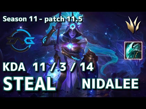 【韓国サーバー/GM】DFM Steal ニダリー(Nidalee) VS ラムス(Rammus) JG - Patch11.5 KR Ranked【LoL】