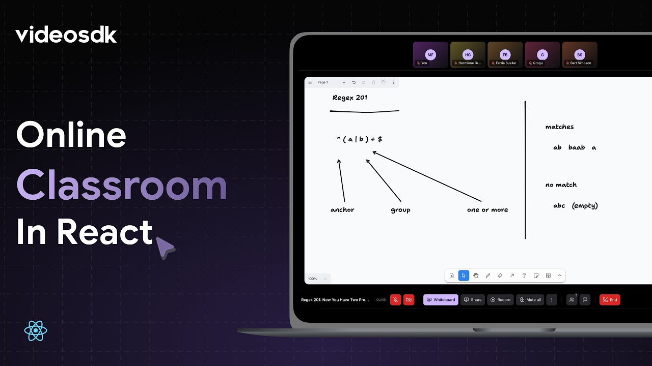 Online classroom with React and VideoSDK - video walkthrough