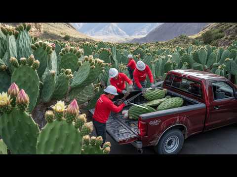 Thousands of PRICKLY PEAR CACTUS Fruit Processed Daily – Prickly Pear Cactus Harvest and Processing