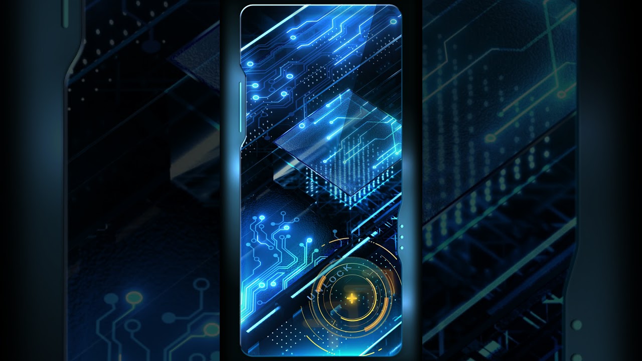 Blue neon tech circuit board