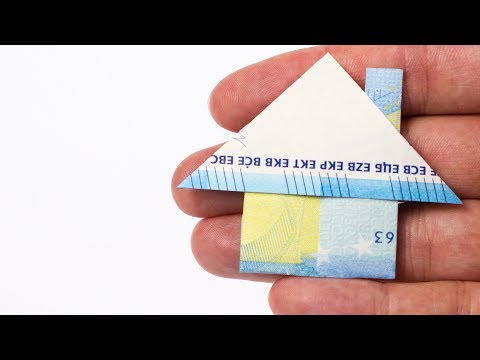 Geldschein falten Haus, Geldgeschenk zum Einzug / Hausbau