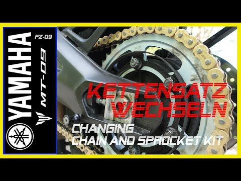 YAMAHA MT-09 - Kettensatz wechseln  *  FZ-09 FJ09  - Changing Chain Sprocket Kit (ENGLISH Subtitles)