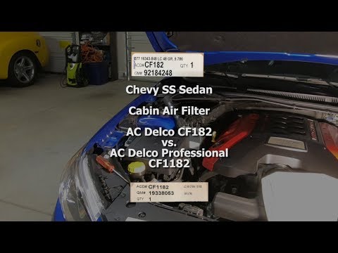 Chevy SS - Cabin Air Filter Replacement - ACDelco CF182 vs CF1182