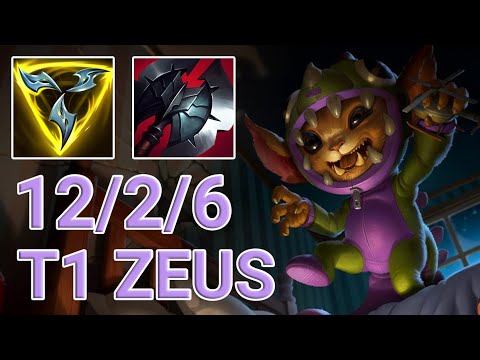 T1 Zeus Gnar Top VS Poppy | KR Master Patch 13.12