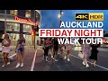 Auckland CBD At Friday Party Night Walking Tour New Zealand 4K