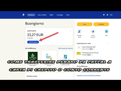 Come trasferire denaro dal conto Paypal a carta di credito o conto corrente bancario