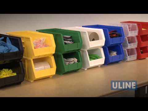 Uline S-12417G Green Plastic Stackable Storage Bin 11" X 11" X 5" NIB of 6 