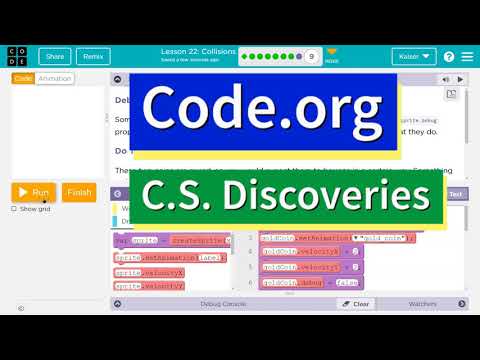 Code.org Lesson 23.8A Collisions | Tutorial with Answers | C.S. Discoveries Unit 3