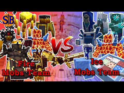 Ice Team vs Fire Team | 1.19.2 version | Minecraft Mob Battle