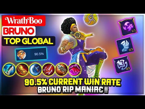 90.5% Current Win Rate, Bruno RIP MANIAC !! [ Top 8 Global Bruno ] WrathBoo - Mobile Legends