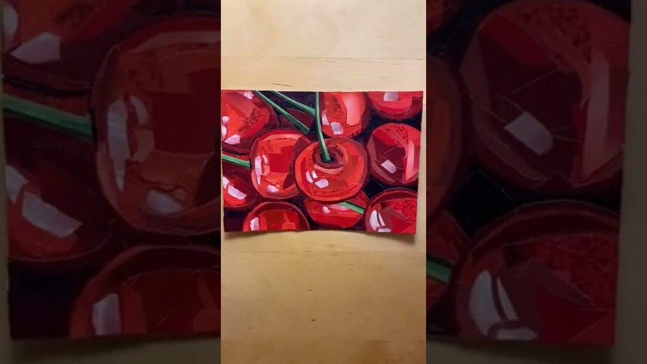 Cherry art made from upcycled magazines