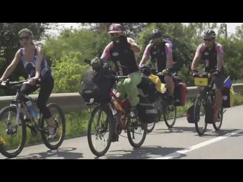 Eco-ambassadors riding bycicles from Europe to Electric Castle in Romania