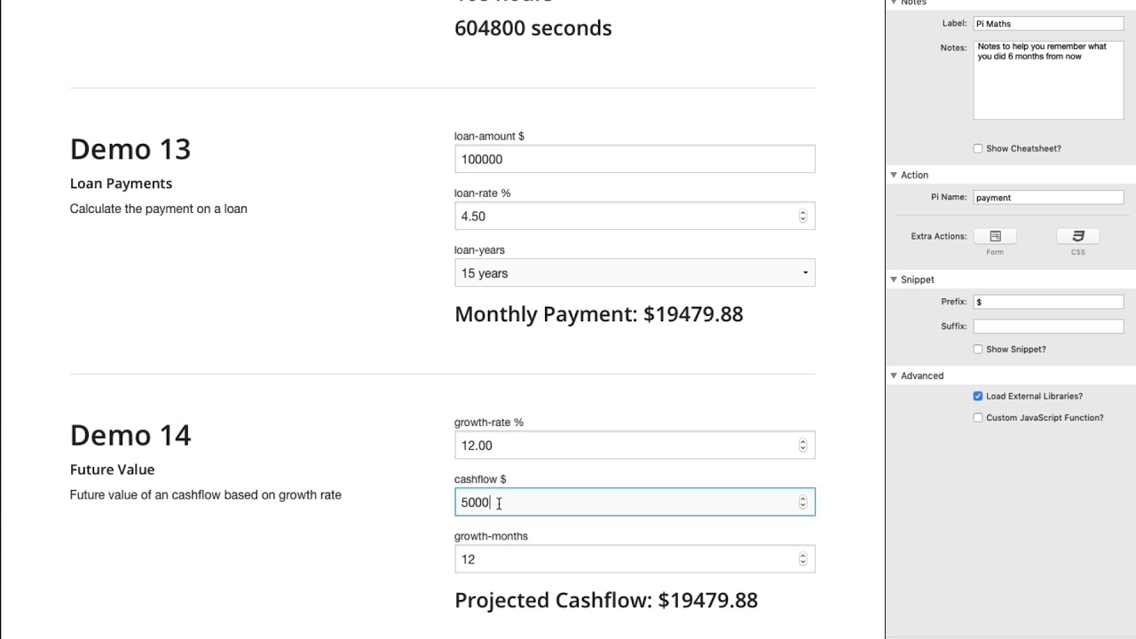 Financial Calculations with Pi