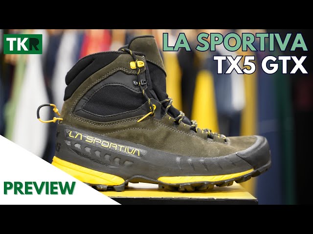 Vídeo relacionado con LA SPORTIVA Zapatillas de senderismo TX5 Evo GTX impermeables y estables para hombre, con suela antideslizante y material exterior de piel nobuk, Carbon Yellow, 43 EU