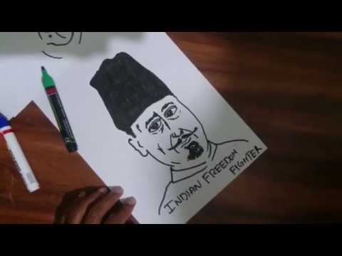 Maulana Abul Kalam Azad Drawing Tutorial | Indian Activist Portrait Art