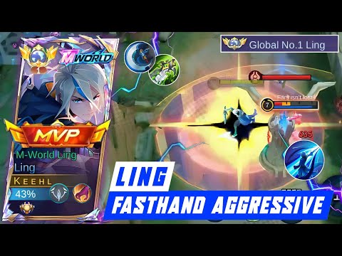 LING M-WORLD AGGRRESSIVE AND FASTHAND COMBO! CARRY THE TEAM IN SOLO RANK - MOBILE LEGENDS