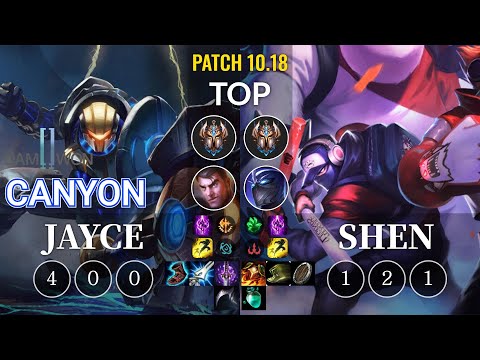DWG Canyon Jayce vs Shen Top - KR Patch 10.18