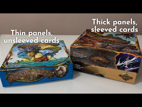 Spirit Island up to Nature Incarnate: two different one-box storage solutions