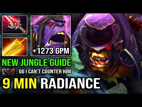 WTF 9MIN RADIANCE - NEW Pro Alchemist Jungle Guide 1273 GPM Multiple Creep Stack Insane Gold Dota 2