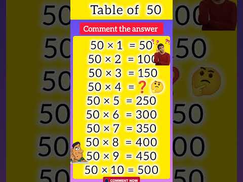 Table of 50| Table of fifty Learn Multiplication Table of 50x 1=50|50 ka table#50katable#tableof50