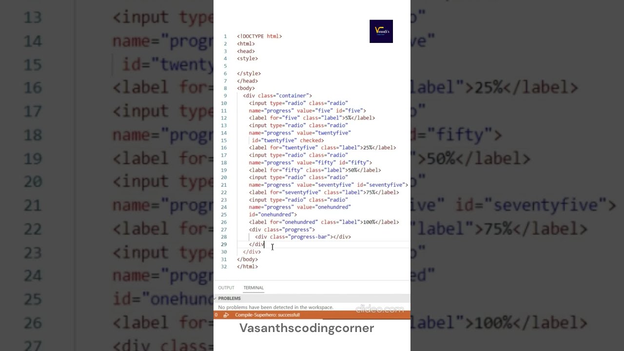 Animated  Progress Bar using HTML/CSS #html #webdevelopment #coder #htmltutorial