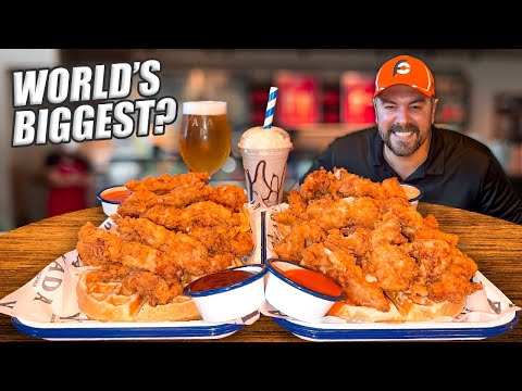 World’s Toughest Fried Chicken and Waffles Challenge With Kinder Bueno Milkshake at Yada Prescot!!