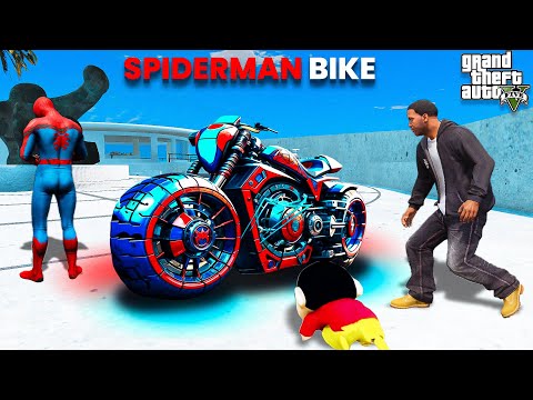 Franklin & Shin Chan Stealing Spider Man Super Powerful Bike in GTA 5 in Telugu