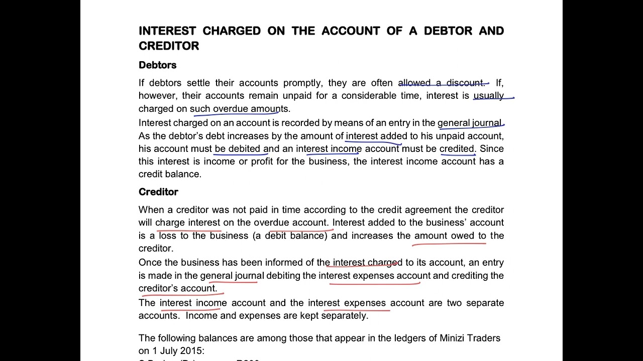 12. Theory of interest charged on overdue accounts