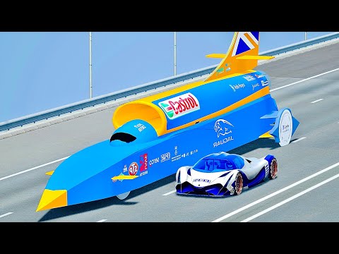 Devel Sixteen vs SSC Bloodhound Fastest Car In The World - Drag Race 20 KM