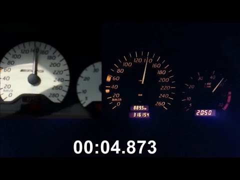 Mercedes w202 C230 Kompressor vs C43 AMG Acceleration 0-170 0-100 0-200 0-60 kph kmh mph turbo m111