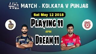 KXIP vs KKR 44th IPL T20 Match Dream 11 Team| Playing 11 & Fanfight Team| CricMoney Team